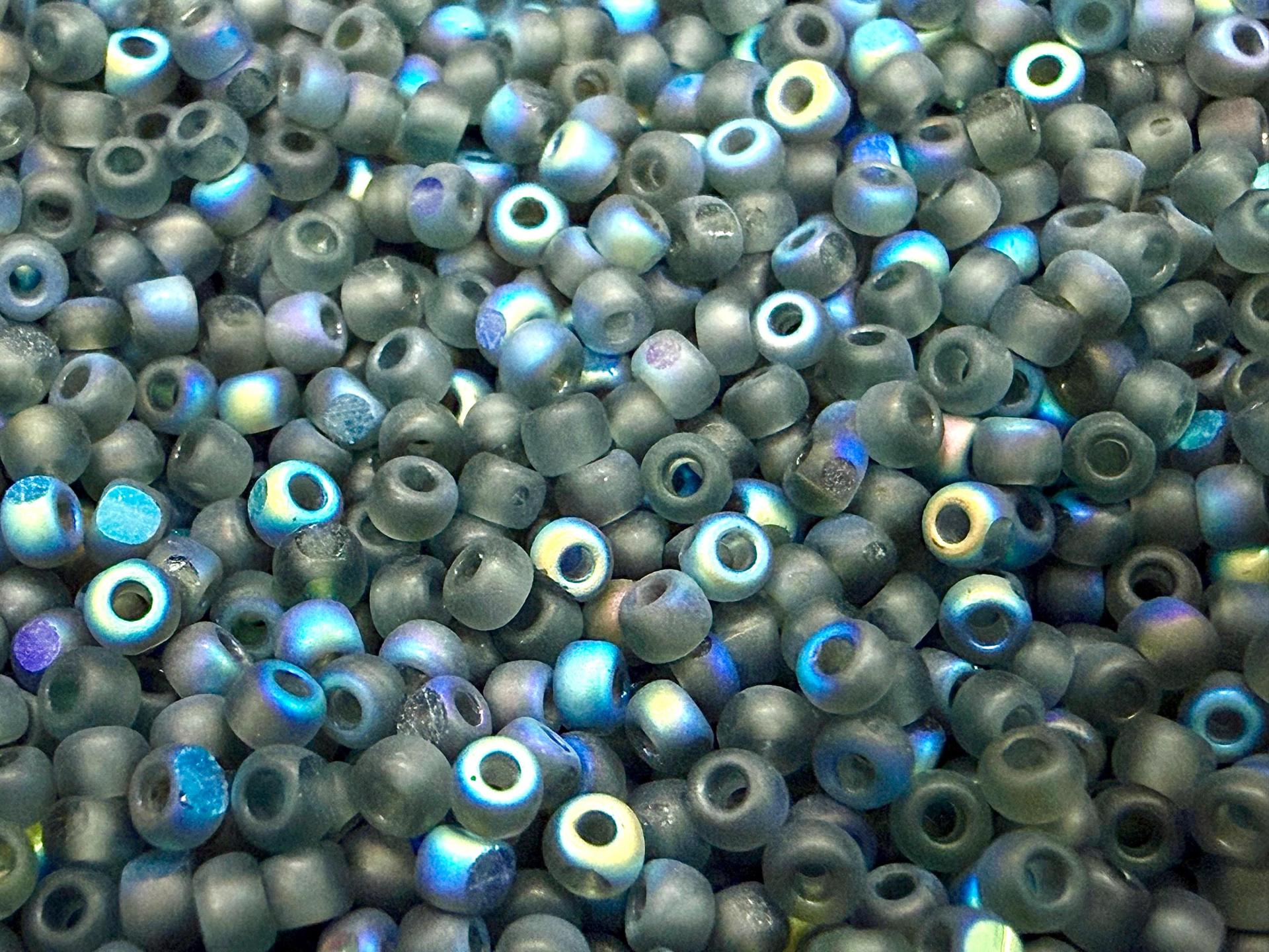 Patina Matt Black Diamond Aurore Boreale Charlotte Cut Beads, 11/0 Size