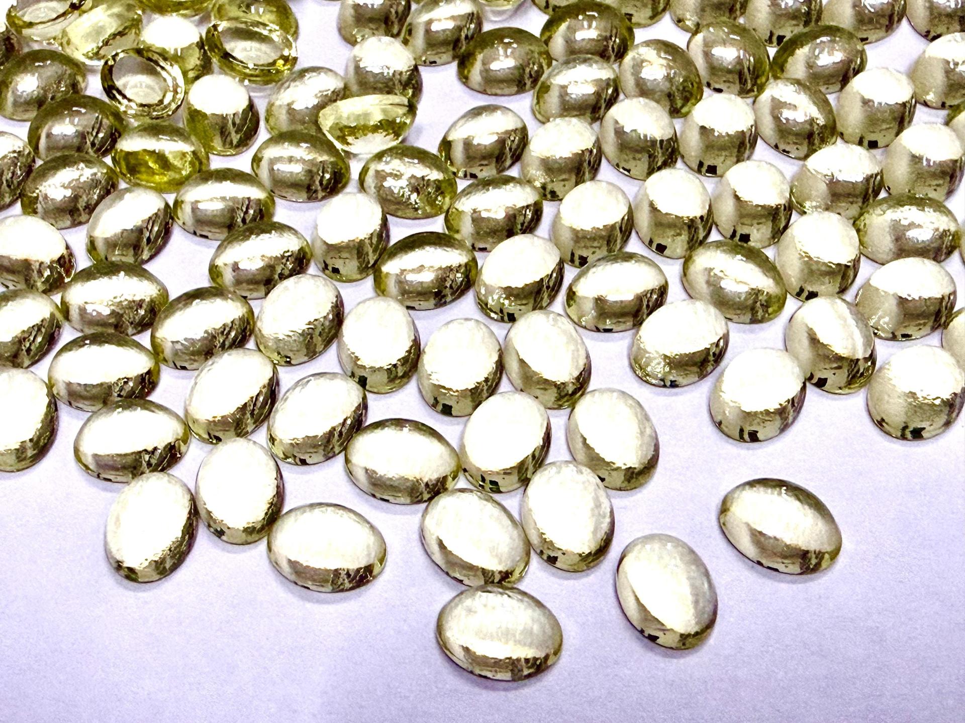 Swarovski 10x8 mm Vintage 2190 Jonquil Unfoiled Flat Back Oval Cabochon Cabs
