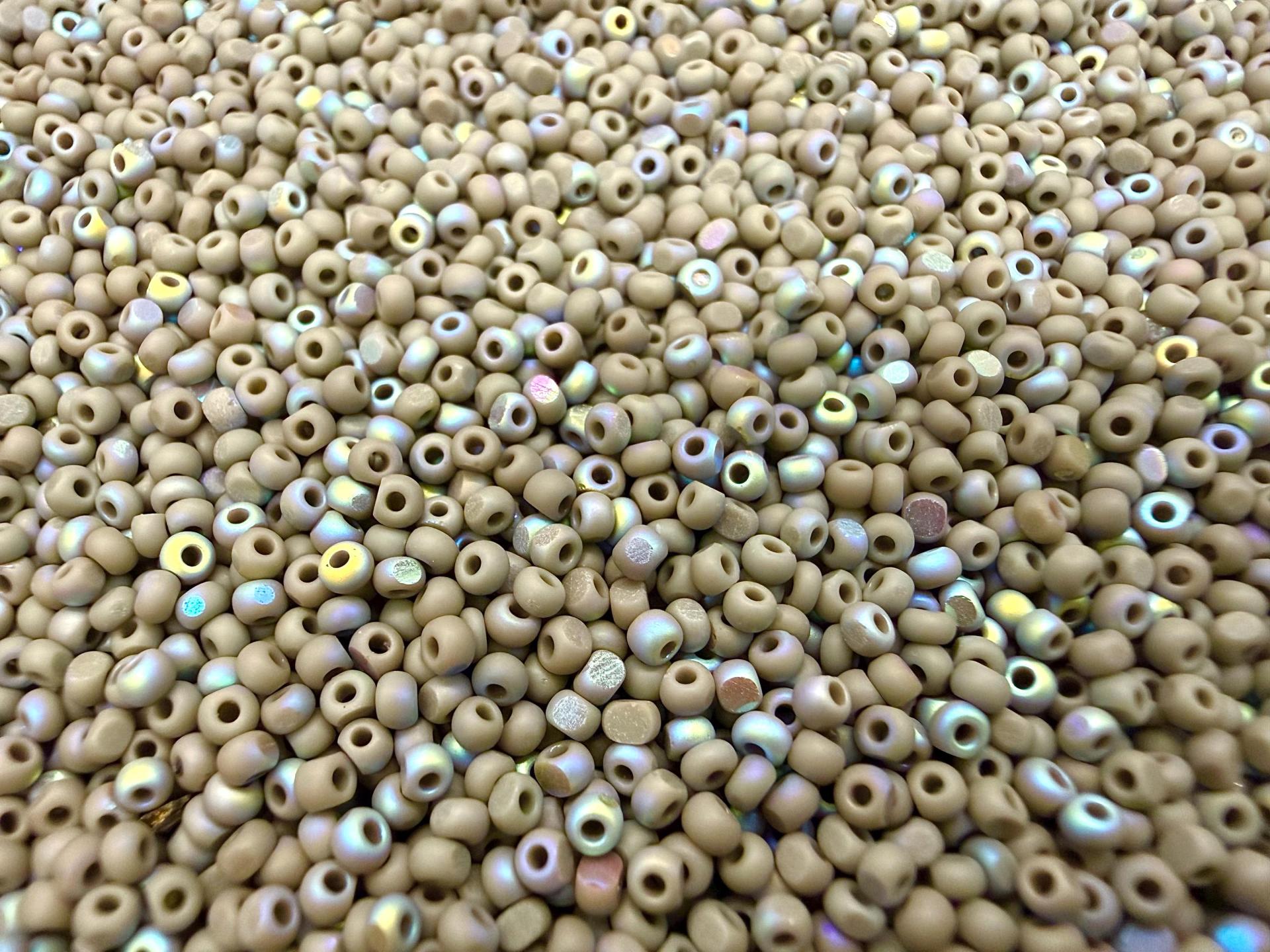 Patina Matt Opaque Grey Aurore Boreale Charlotte Cut Beads, 11/0 Size