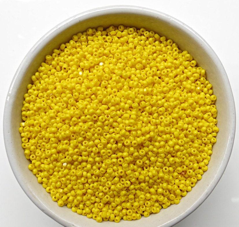 11/0 Charlotte true Cut Beads 2 MM Opaque Yellow 10/20/50/250/500 Grams indian beads, glass beads, jewelry supply, findings, native craft