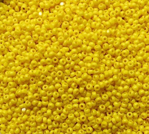 11/0 Charlotte true Cut Beads 2 MM Opaque Yellow 10/20/50/250/500 Grams indian beads, glass beads, jewelry supply, findings, native craft