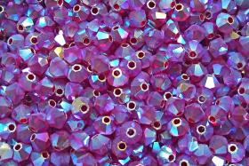Swarovski 3/4mm Fuchsia AB 2X FC Bicones Rainbow Beads 36/72/144/432/720 Pieces jewelry making, embroidery materials, couture embellishments