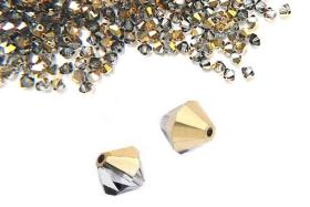 4mm Crystal Aurum Half Preciosa Bicones 36/72/144/432/720 Pieces Jewelry making beads, golden beads, rare findings, vintage supplies
