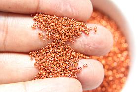 1mm Micro Dark Orange Metallic Plated Tube Beads 5/10/100/500 Grams High Quality Nail Art / Haute Couture Embroidery