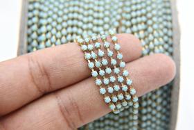 8SS Rhinestone Chain Vintage Glass Pressed Chatons Opaque Turquoise 2.5 mm 1/2/5/15 Meters boho chic blue, decoration Wedding Bridal