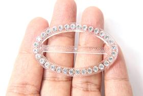 Swarovski Buckle - Clear/Black, Oval clothing accessories, tailoring, belts, embellishments, wedding decorations, crafts supplies