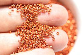 1.7mm Micro Dark Orange Metallic Plated Tube Beads 5/10/100/500 Grams High Quality Nail Art / Haute Couture Embroidery / doll making