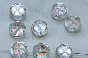 12mm SWAROVSKI Vintage heart printed flat Crystal Beads in Crystal 2/6/12/36 Pieces PREMIUM Materials
