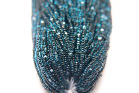 11/0 Hanks Charlotte Cut Beads  Aqua Jet Lined 1/5/25/50/100 Hanks 2.0mm jewellery NATIVE rare glass beads, jewelry supply,
