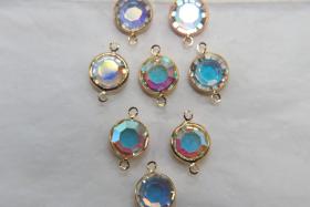 Swarovski channel set 2 loops 50ss 2/6 Pieces Gold Plated SETTINGS, strass embellishments, vintage rare