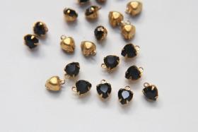 Swarovski 6mm Fancy heart Stones 1 ring setting drop dangle in Jet 6 Pieces jewelry supplies findings