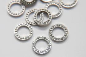 20mm Swarovski Round Ring 4 pieces Rhodium Plated Plastic findings vintage components jewelry making craft supplies decoration