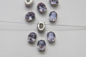 Swarovski 10X8 MM Oval Light Tanzanite in Vintage Silver Prong Settings BRASS SETTINGS strass embellishments vintage rare