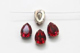 Swarovski 18x13 Pear Siam Silver Vintage Clips Sewon 4 hole embroidery materials sewing jewelry making craft vintage supplies