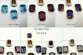 Swarovski 18x13 Crystal 4610 Octagon Silver Clips Sewon 4 hole embroidery materials sewing jewelry making craft vintage supplies