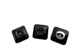 Jet (3017) Swarovski Crystal Square Faceted Buttons for Sewing Projects - 12mm Vintage Crystal Button Beads and Jewelry Supplies