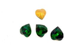 Swarovski Vintage Heart Rhinestones  8.8x 8 mm in Emerald foiled fancy stones jewelry making
