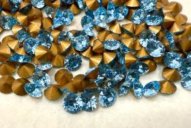 Swarovski 1357 Brilliant Cut Chaton SS29 Aquamarine Gold Foiled jewelry making findings