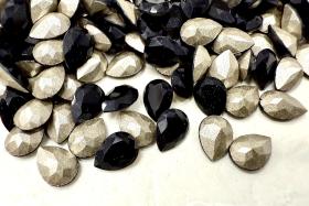 Vintage Swarovski 8x6 mm Jet Foiled  Pear Shape  article 4320 Premier Crystal Rhinestones gemstones
