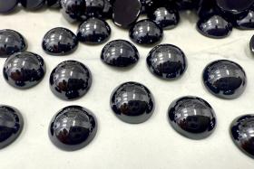 10 mm Swarovski Round Cabochon Cabs foiled Jet Hematite Article # 2090/4 Vintage Flat Back