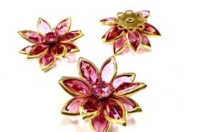 25mm Vintage channel beads in Rose crystals Navette Flower crystals embedded in gold plated metal flower DIY Supplies wedding decorations
