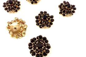 16mm Vintage gold plated Swarovski Flower Design in Jet crystal Embellishment DIY Supplies wedding decorations