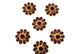 16mm Vintage brass Swarovski Flower Design in Amethyst crystal Embellishment DIY Supplies wedding decorations