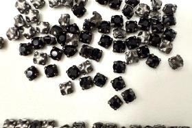 12ss Swarovski Crystal Jet Montees 3.2 mm vintage black Plated Mounted Rose Montees sewon embroidery materials wedding decor