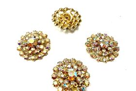 21mm Vintage gold plated Swarovski three layers Design in Crystal AB Embellishment DIY Supplies wedding decorations