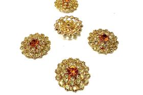 21mm Vintage gold plated Swarovski three layers Design in Jonquil Embellishment DIY Supplies wedding decorations