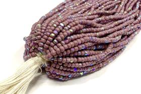 11/0 Charlotte Cut Seed Beads: Patina Opaque Light Purple Aurore Boreale