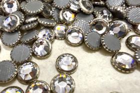 Crystal (Silver color rim) - 2029 Swarovski SS34 Hotfix Flat Backs (4 pieces)