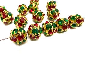 Rare Vintage Swarovski Crystal Ball Bead in Siam Emerald – 12mm Brass Setting