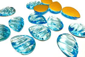 Swarovski 18x13 mm Vintage Aquamarine Foiled Flat Back Pear Cabochon 2/6 Pieces