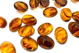 Vintage Swarovski Dark Topaz Givre Cabochons, 8x6mm Oval Flat Back