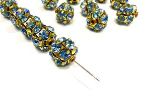Rare Vintage Swarovski Crystal Ball Bead in Light Sapphire – 12mm Brass Setting