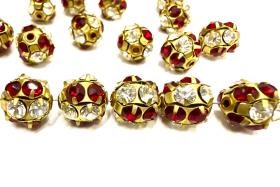 Rare Vintage Swarovski Crystal Ball Bead in Siam and Crystal – 12mm Brass Setting