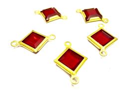 Square Vintage Swarovski Crystal 2 loops Connectors in Siam, Brass settings