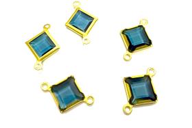 Square Vintage Swarovski Crystal 2 loops Connectors in Montana, Brass settings