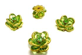 16mm Vintage brass Swarovski Flower Design in Peridot Embellishment DIY Supplies wedding decorations