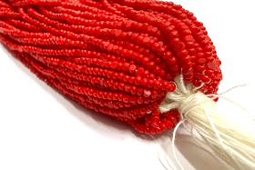 Opaque Red Coral Charlotte Cut Beads, 2mm Czech Glass, 11/0 Hanks