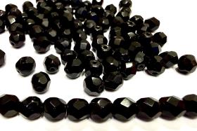 Czech Fire-Polished Faceted Glass Beads Round 5mm Black