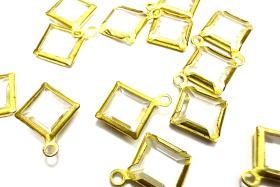 Square Vintage Swarovski Crystal 1 loop Dangle in Crystal, Brass settings
