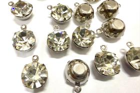 SWAROVSKI 14mm RHINESTONE drop setting rhodium plated jewelry supplies pendant