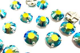 Vintage Swarovski Jet Aurore Boreale Crystal Rose Montees, 40ss Silver Plated Settings