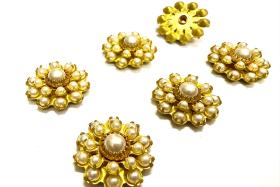16mm Vintage brass Swarovski Flower Design in pearl crystal Embellishment DIY Supplies wedding decorations