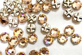Vintage Swarovski Crystal Light Peach Rose Montees, 34ss Silver Plated Settings